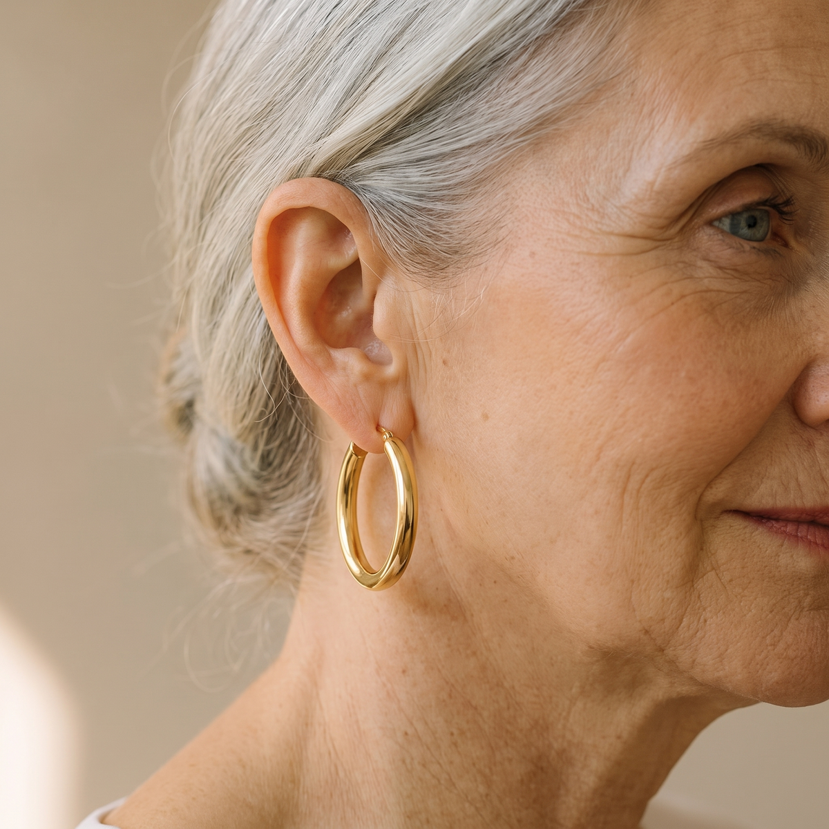 Sienna Gold Hoop Earrings - worn