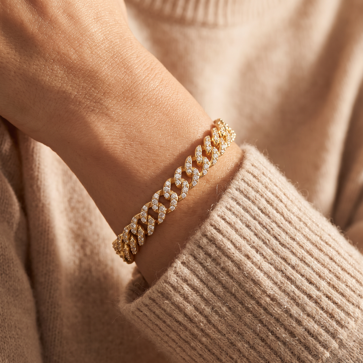 Xara Pave Cuban Bracelet - worn