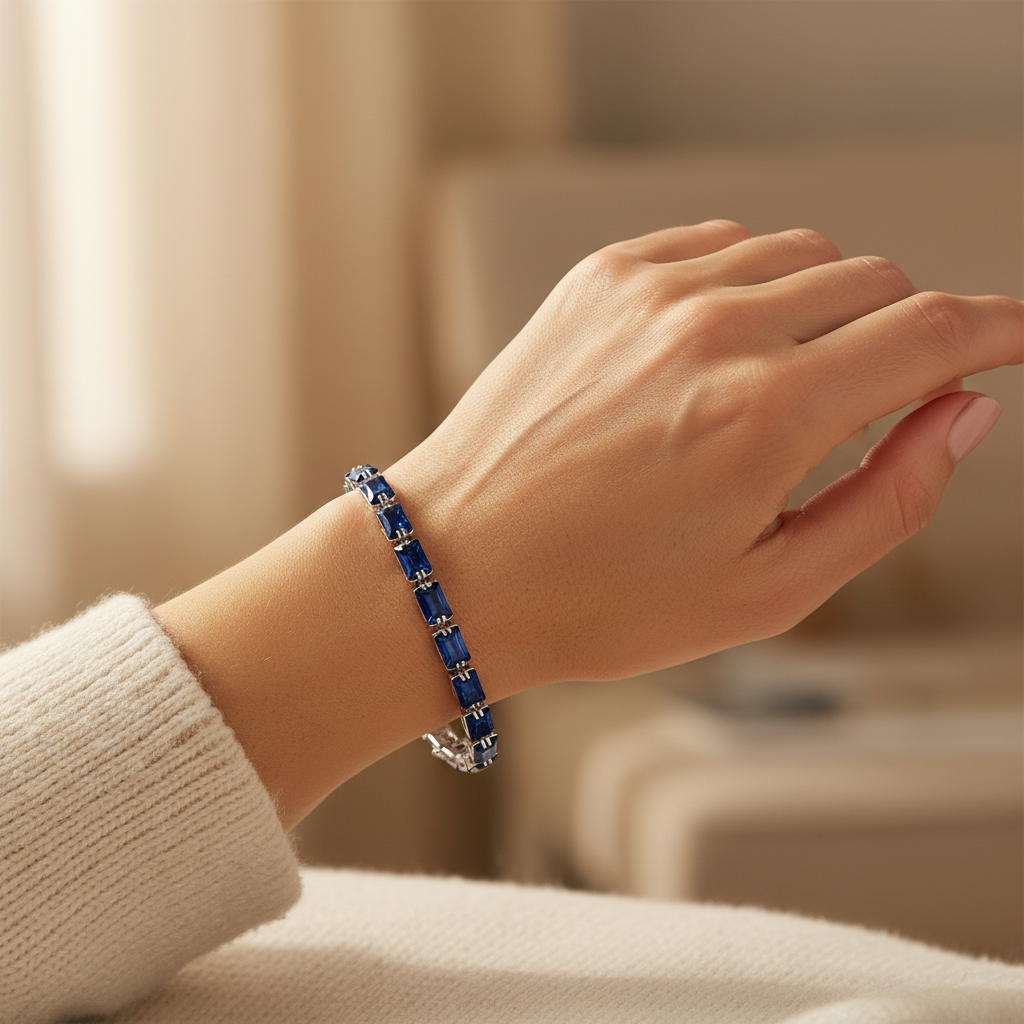 Mireda White Gold Sapphire Bracelet