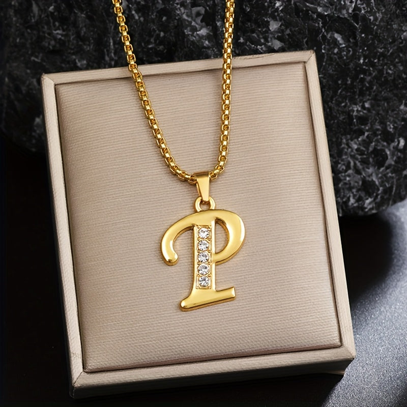 Crystal Accent Initial Necklace | Gold