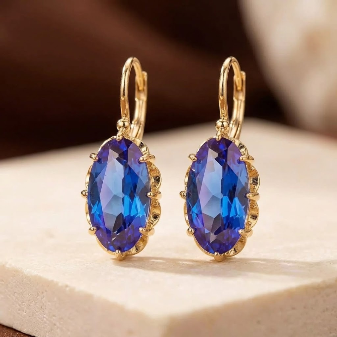 Gold Sapphire Drop Earrings