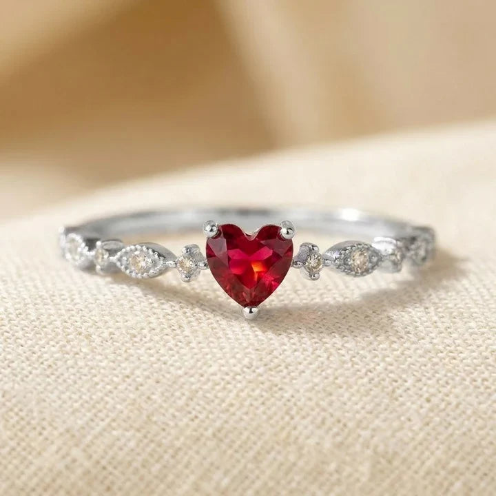 Gold Ruby Heart Ring