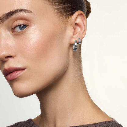 Gia White Gold Hoop Earrings