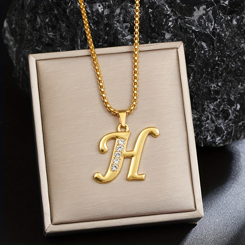 Crystal Accent Initial Necklace | Gold