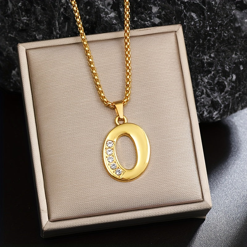 Crystal Accent Initial Necklace | Gold