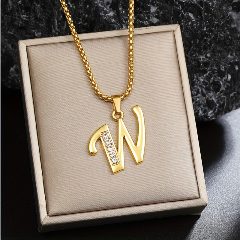 Crystal Accent Initial Necklace | Gold