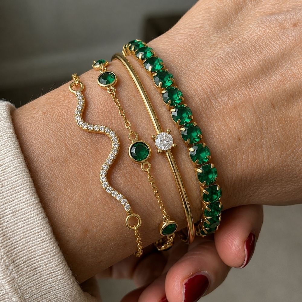 Green Gemstone Bracelet Set