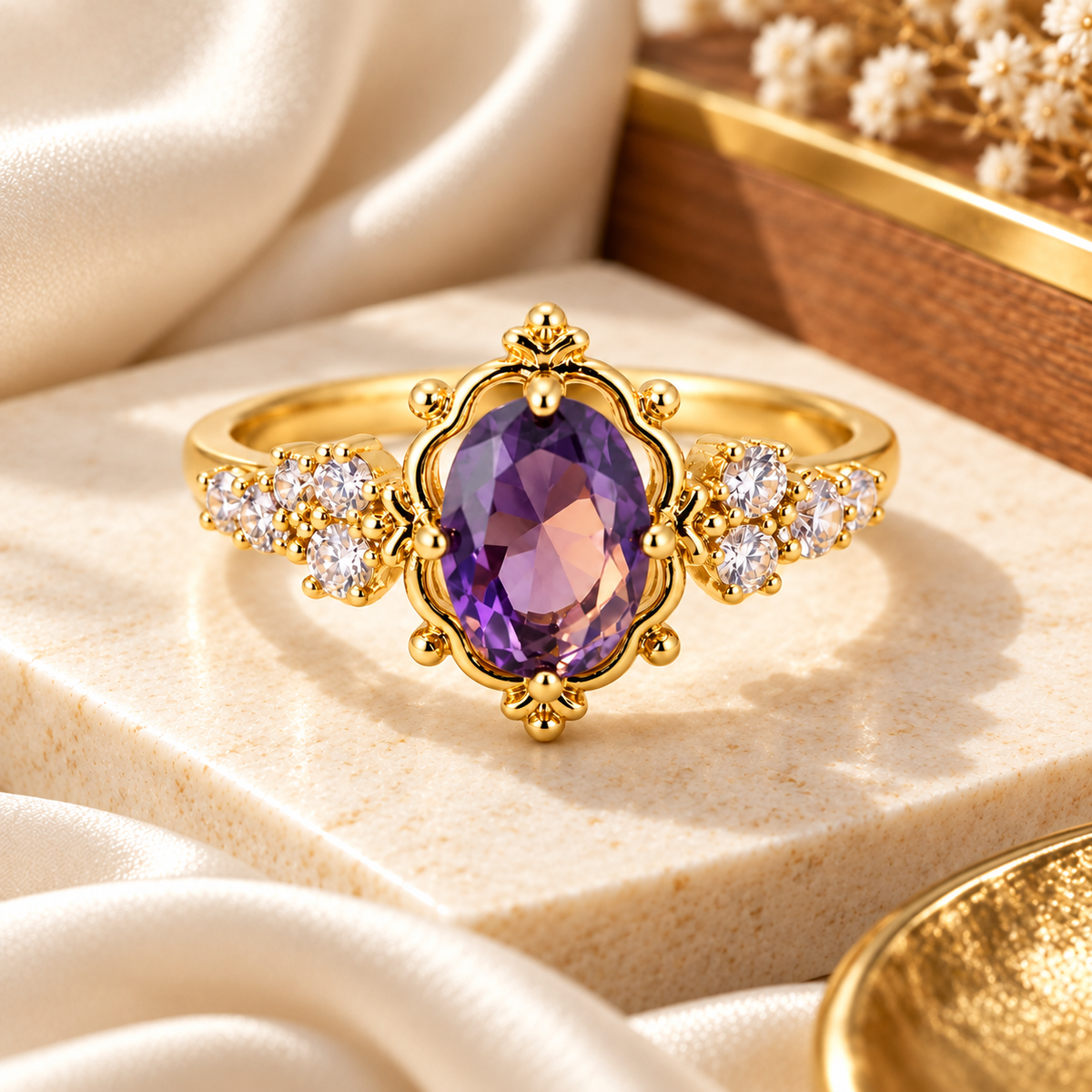 Ursula Gold Amethyst Ring