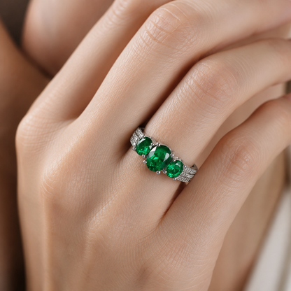 Jocelyn White Gold Emerald Ring