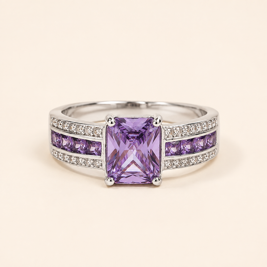Delphine White Gold Amethyst Ring