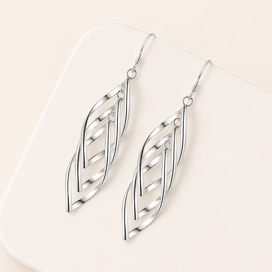 Magdalena White Gold Wave Earrings