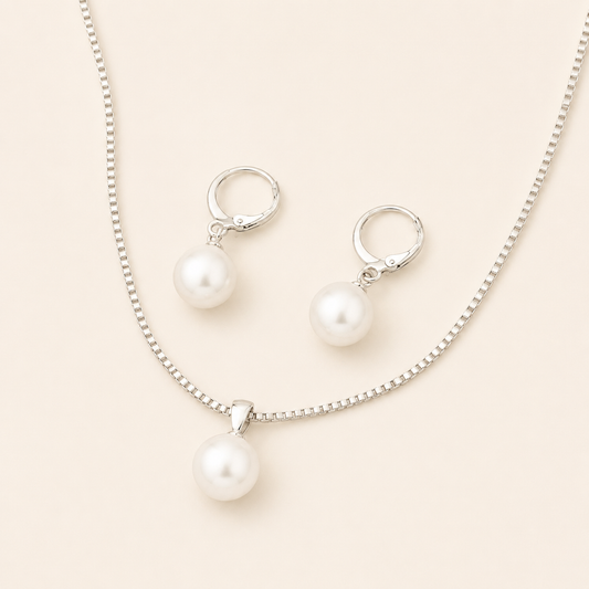 Ludovica White Gold Pearl Set