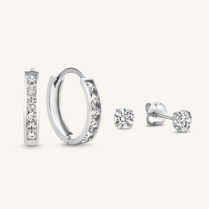 Dara White Gold Earrings Set