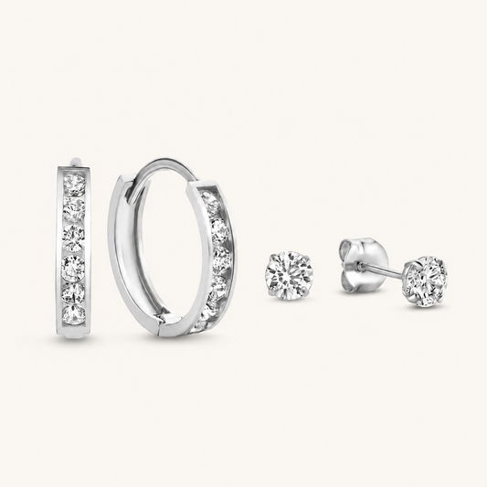 Dara White Gold Earrings Set