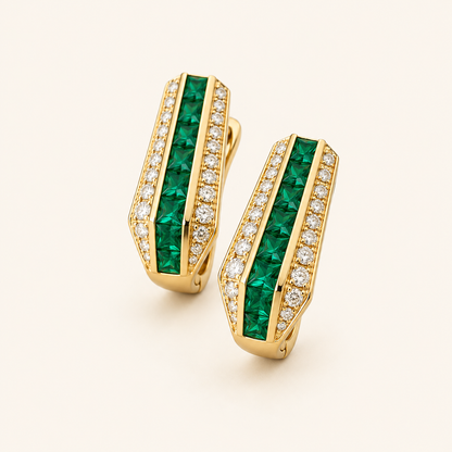 Lidia Gold Emerald Earrings