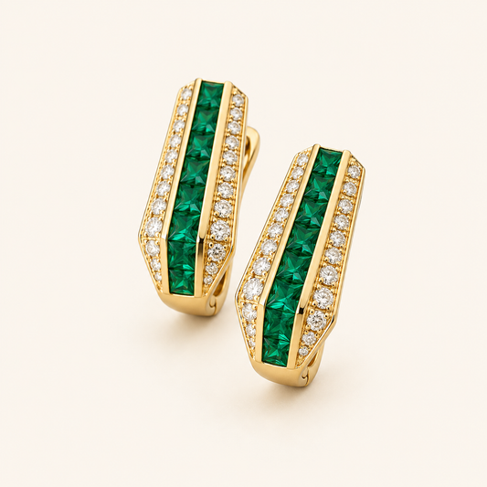 Lidia Gold Emerald Earrings