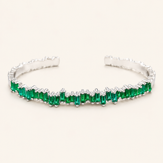 Milena White Gold Emerald Bracelet