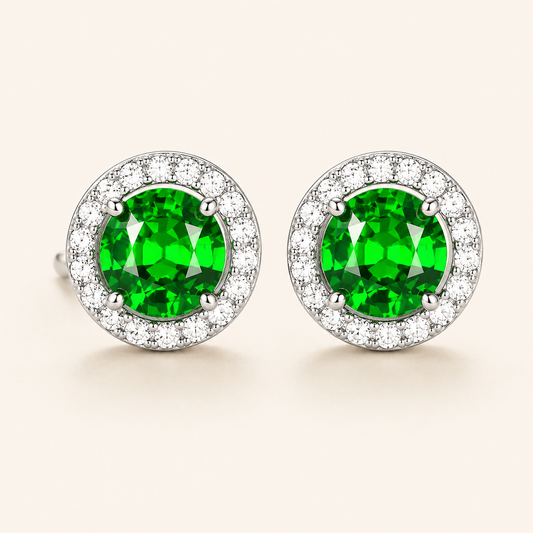 Lúcia White Gold Emerald Earrings