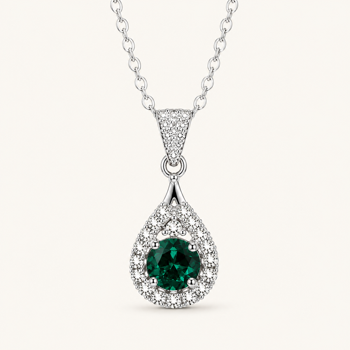 Alindra White Gold Emerald Necklace