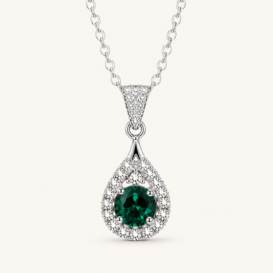 Alindra White Gold Emerald Necklace