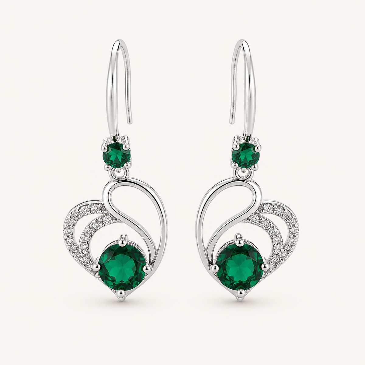 Seraphina White Gold Emerald Earrings