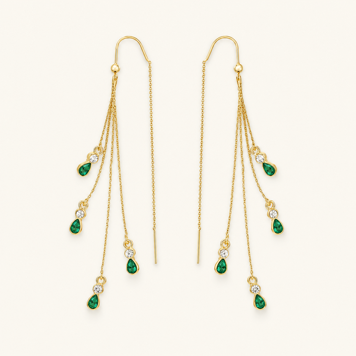 Calista Gold Emerald Earrings