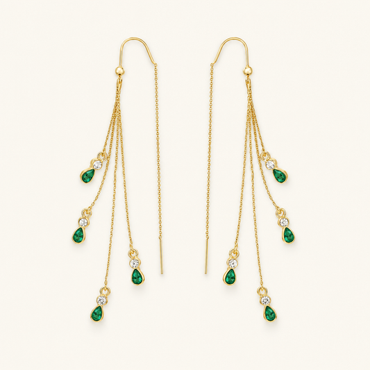 Calista Gold Emerald Earrings
