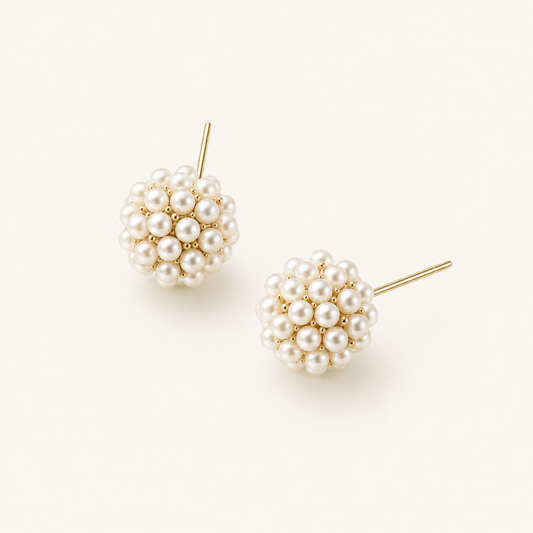 Hyacinth Gold Pearl Earrings