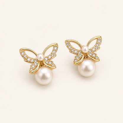 Giovanna Gold Pearl Butterfly Earrings