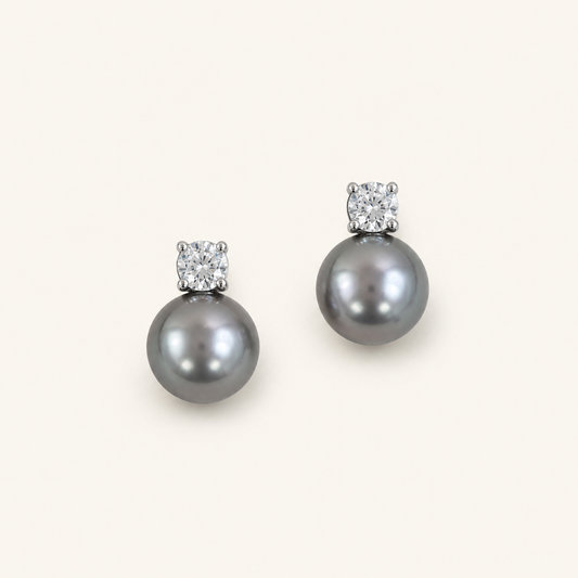 Flora White Gold Pearl Earrings
