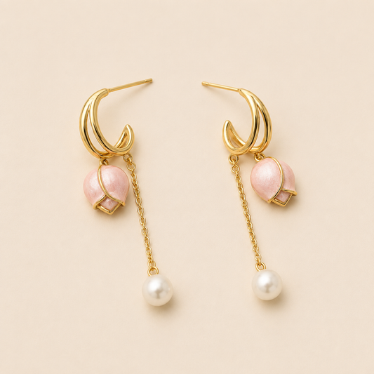 Talia Gold Pearl Earrings