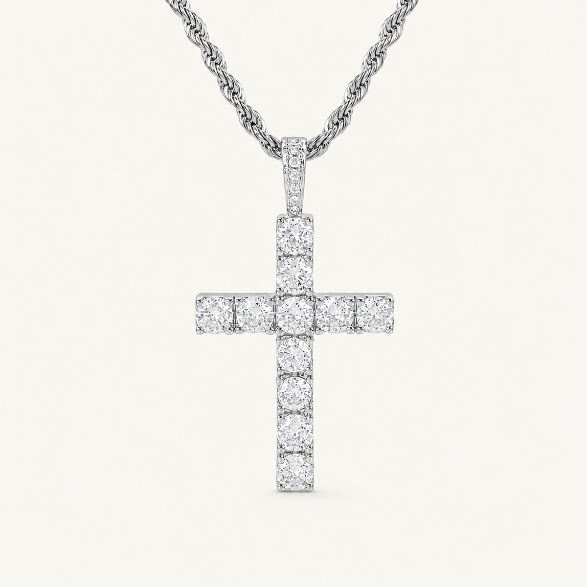 Anika White Gold Cross Necklace
