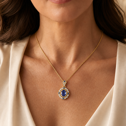 Celeste Gold Sapphire Pendant Necklace
