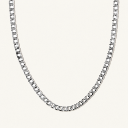 Flat White Gold Curb Necklace