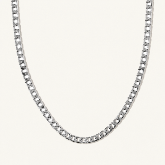 Flat White Gold Curb Necklace
