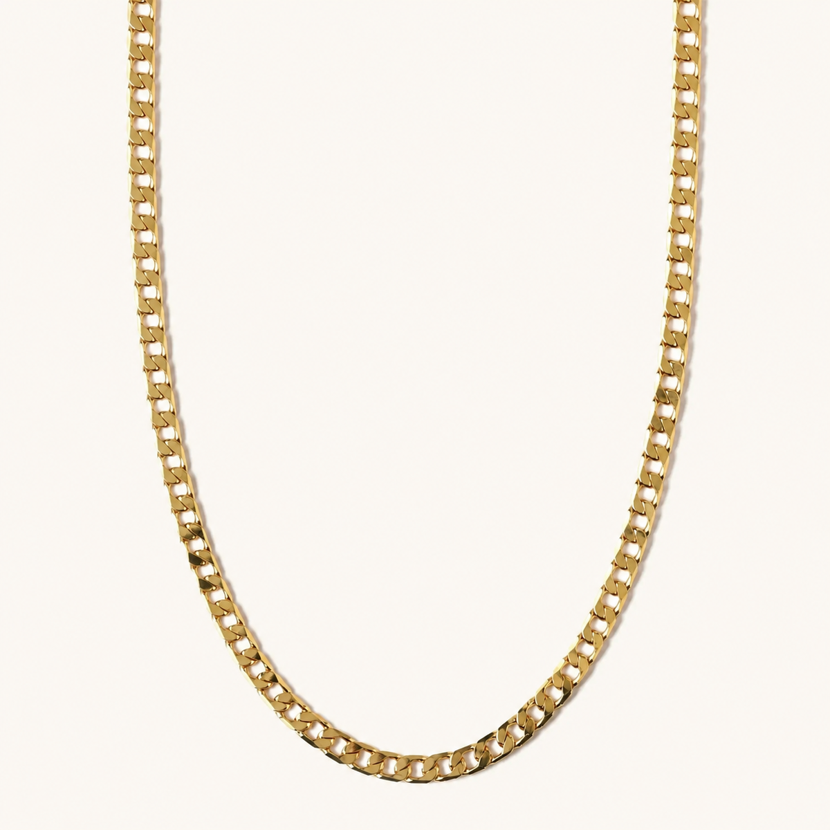 Flat White Gold Curb Necklace
