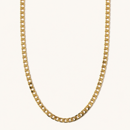 Flat White Gold Curb Necklace