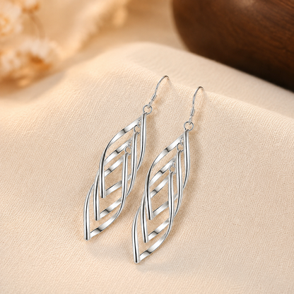 Magdalena White Gold Wave Earrings