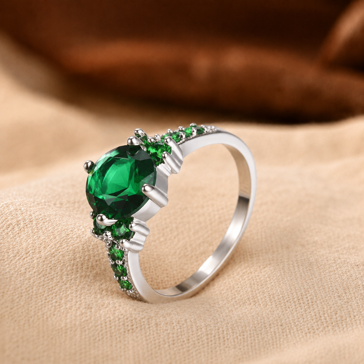 Celia White Gold Emerald Ring