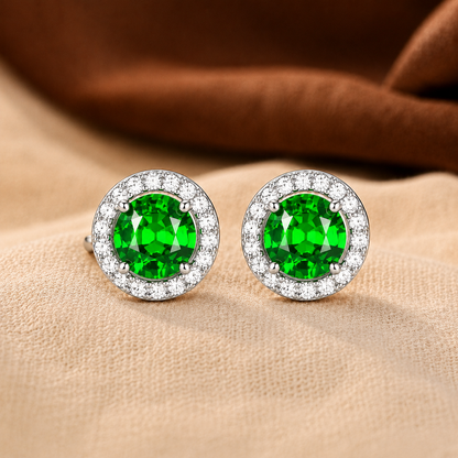 Lúcia White Gold Emerald Earrings