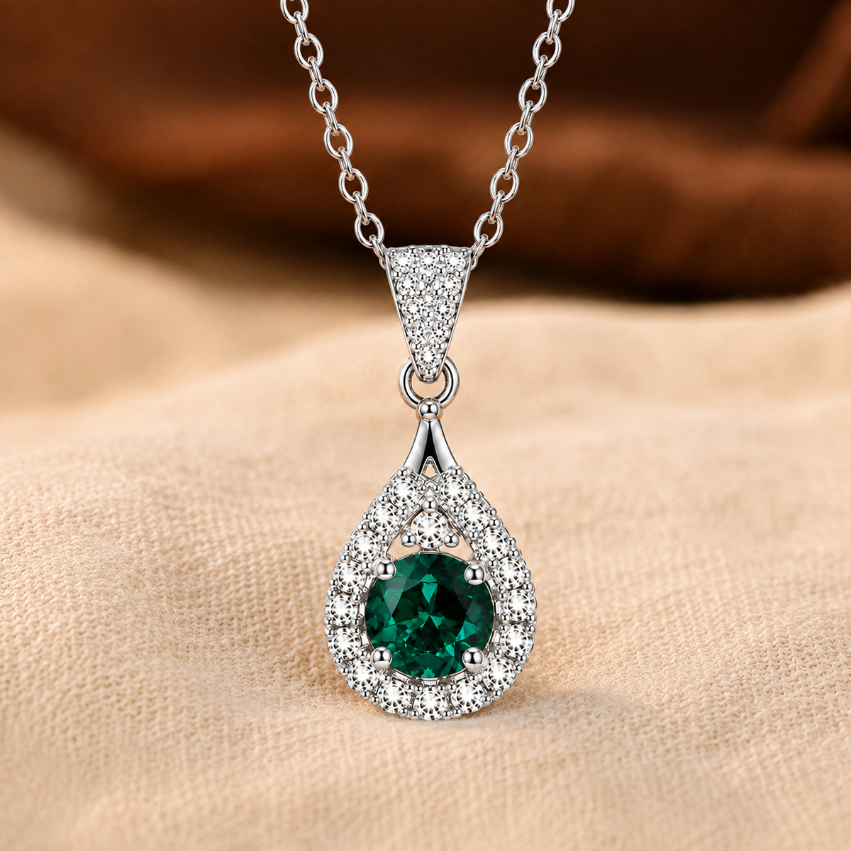 Alindra White Gold Emerald Necklace