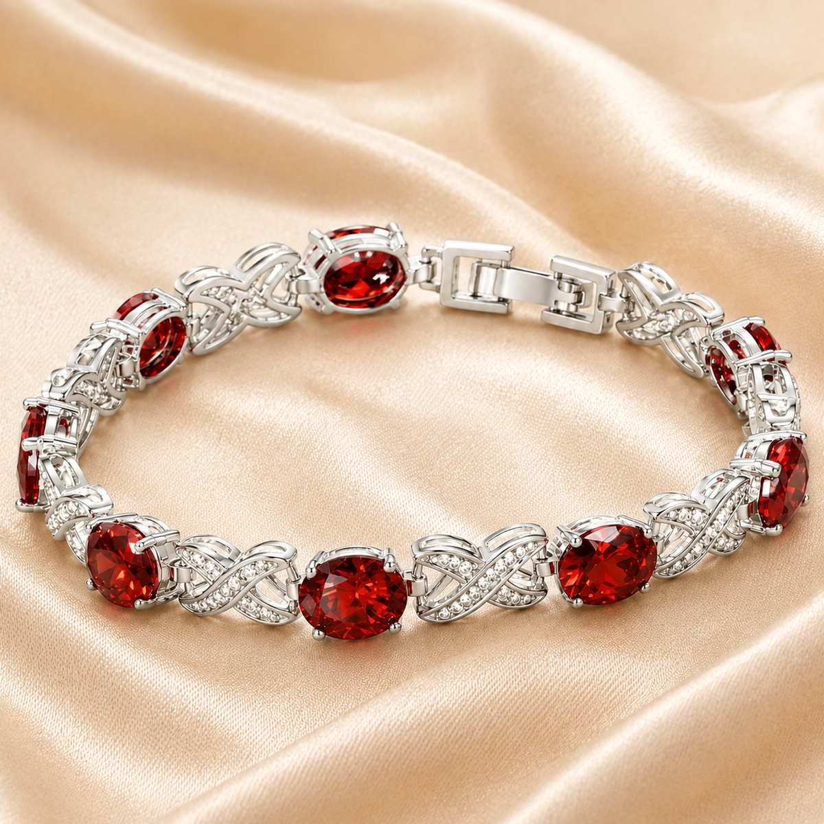 Alendra White Gold Ruby Bracelet