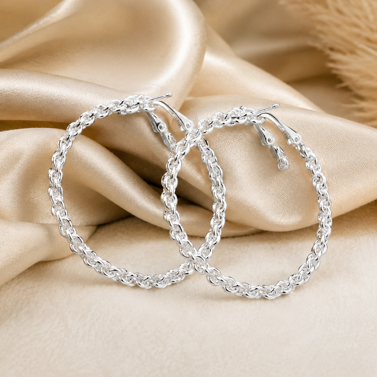 Clemence White Gold Chain Earrings
