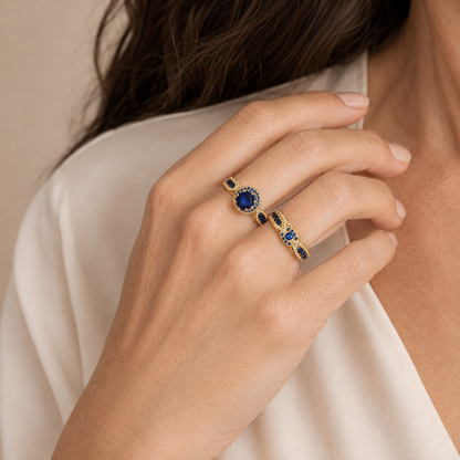 Bruna Gold Sapphire Set