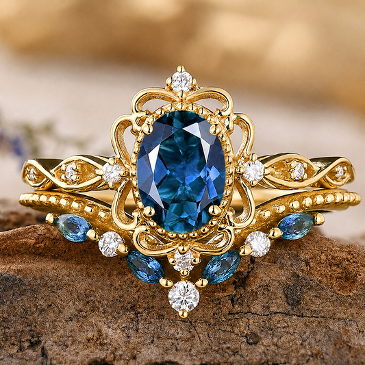 Azelia Gold Sapphire Set