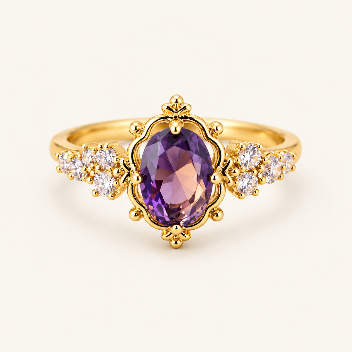 Ursula Gold Amethyst Ring