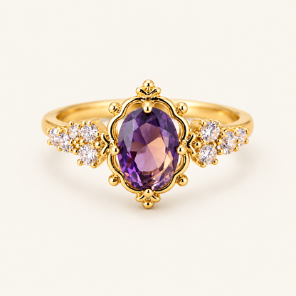 Ursula Gold Amethyst Ring