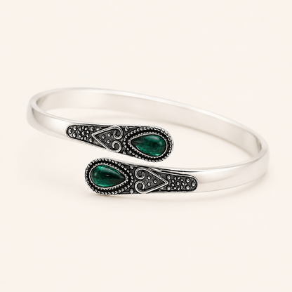 Winona Silver Emerald Bangle