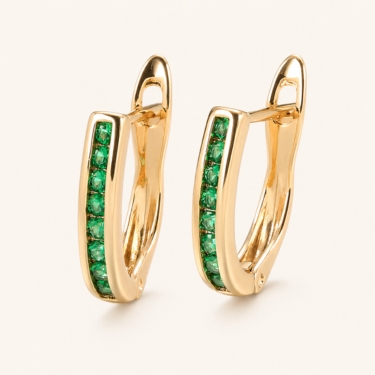 Imogen Gold Emerald Earrings