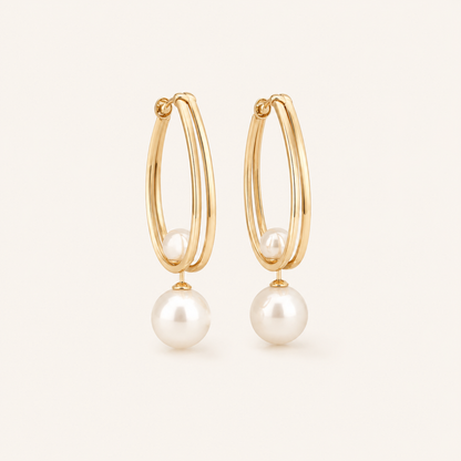 Kalinda Gold Pearl Earrings
